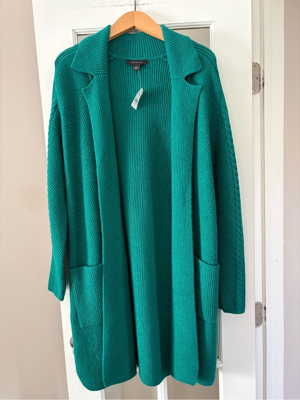 Ann Taylor Long Green Sweater Duster Cardigan Size S